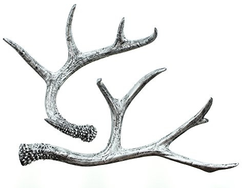 FRANK FLECHTWAREN Dekogeweih, Hirschgeweih Silber, im 2er Set, 19 x 18 x 8 cm, 30 x 14 x 8 cm Edle Dekoration