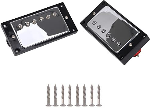 Yibuy Chrome Cover Pickup und schwarzer Pickup-Rahmen für E-Gitarre 91mm