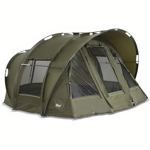 Lucx Leopard Bivvy Angelzelt für 2-3 Mann - wasserdichtes Karpfenzelt mit herausnehmbarer Bodenplane mit Reißverschluss & 10.000 mm Wassersäule