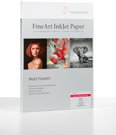 Hahnemühle 10641720 Digital FineArt Museum Etching Papier, 350 g/m², Deckle Edge DIN A2, 420 x 594 mm, naturweiß
