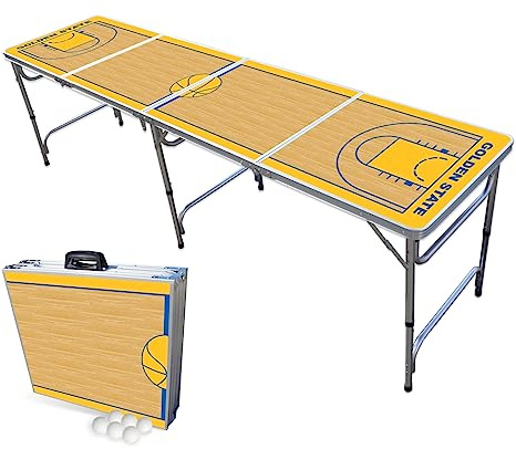 8-Foot Professional Beer Pong Table - Golden State Basketball Court