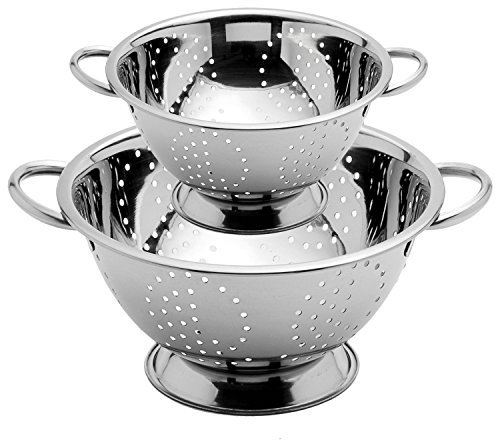 Menax - Set de 2 Coladores de Cocina Con Pie - Escurridor de Acero Inoxidable Para Verduras y Pasta - 18 y 24 Centímetros