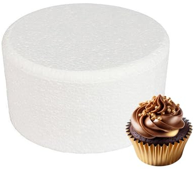 Culpitt 8 x 5 Round Cake Dummy, Bevelled Edge | Polystyrene, Smooth Finish For Fondant & Buttercream, Ideal For Practice Or Display Cakes
