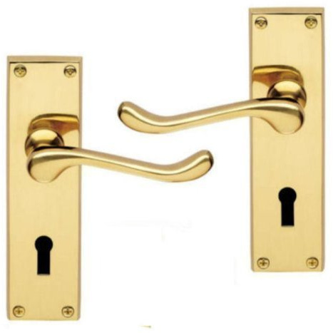 Victorian Scroll Polished Brass Lever Lock Door Handles 145 x 38mm