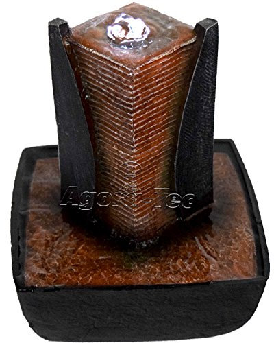 Agora-Tec® Wasserspiel & Zimmerbrunnen MUNISA mit LED Beleuchtung im Wassersprudel, sehr angenehmer leiser Wasserlauf 21 cm hoch