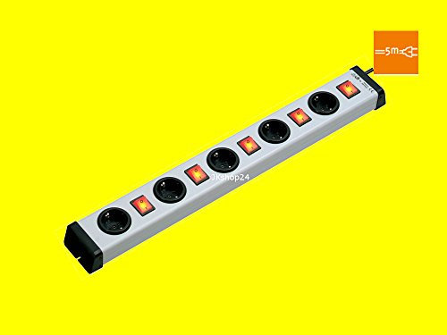 5-Fach+5-Steckdosenleiste Universal mit 5-Meter-Zuleitung | einzeln schaltbare Mehrfachsteckdose | Stecker-Leiste mit Berührungsschutz| max. 250 V, 16 A, 50 Hz, 3.600 W | Bodo Ehmann | 0202x00052305