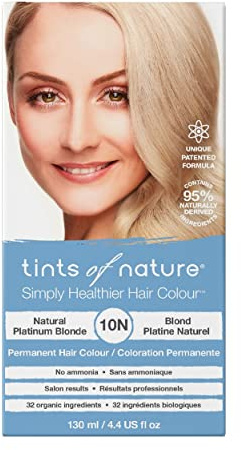 Tints of Nature 10N Natural Platinum Blonde Hair Dye, Vegan 130ml | Creates striking platinum blonde tones while deeply nourishing hair, Ammonia-free provides complete grey coverage and shine