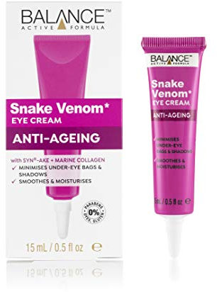 Balance Active Formula Snake Venom Eye Cream (15ml) - With Active Peptides & Marine Collagen. Minimises Under Eye Bags & Shadows. Smoothes & Moisturises.