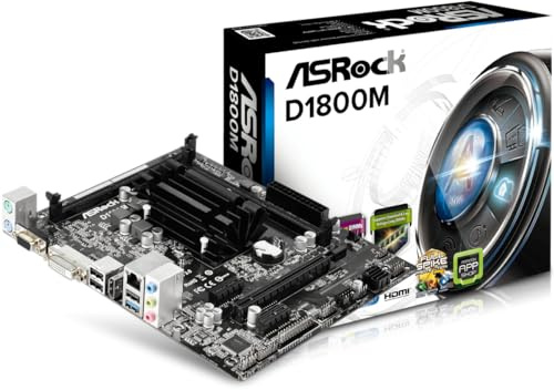 ASRock D1800M - MicroATX Placa Base, CPU Integrada Procesador, Intel Dual-Core J1800, Máx. 16GB, 2x SO-DIMM DDR3/DDR3L, negro