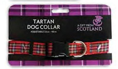 Royal Stewart röd tartan hundhalsband – justerbar 32 cm – 48 cm