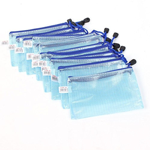 Beutel mit Reißverschluss, 12 Stück, PVC, Dokumententaschen, Format A6, für Schule und Büro, Etuis Bleu Nouveau
