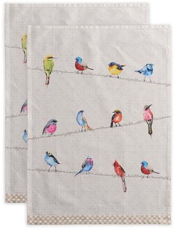 Maison d' Hermine Birdies On Wire 100% Baumwolle 2er-Set Küchentücher 50 cm x 70 cm
