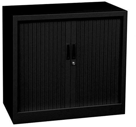 Querrollladenschrank Sideboard Stahl Büro Aktenschrank schwarz 80cm | komplett montiert, 555081, 750 x 800 x 460 mm