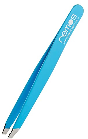 REMOS Profi Pinzette mit extra feinen Spitzen zum Zupfen der Augenbrauen - blau