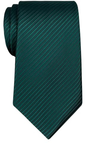 Retreez Corbata de microfibra textura de rayas para hombres Verde oscuro