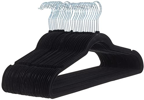 Amazon Basics Samtbügel für Anzüge, 30er-Pack, Schwarz