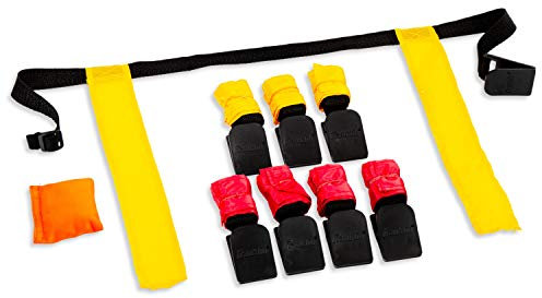 Franklin Sports Flaggen-Fußball-Set – Fußballgürtel für 8 Spieler für Erwachsene + Jugendliche – verstellbare Gürtel + Feldmarker enthalten – 4 V 4 Set