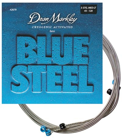 Dean Markley 2679 Blue Steel Saiten für Bassgitarren, Stärke ML .045-.128, 5 Stück, Blue Steel Bass ML 2679, blau