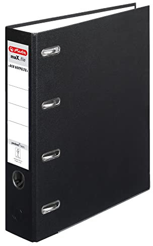 Herlitz 10842276 Doppelordner maX.file protect A4 blau FSC Mixed (1 Stück, schwarz)