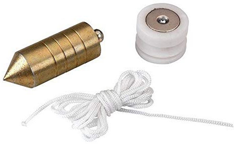 Alyco 197946 - Plomada magnetica de acero cincado de 1000 gr nuez de madera y 5 m cuerda nylon, Nero