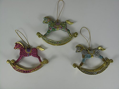 Small-Preis Nostalgischer Christbaumschmuck Schaukelpferde im 3er Set-P