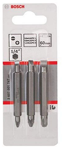 Bosch Accessories Professional 3tlg. Doppelklingen-Set für Pozidriv-Kreuzschlitz- und Längsschlitz-Schrauben