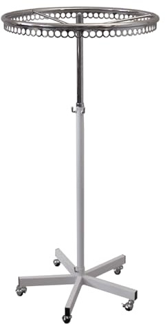 GERSO Ringständer für Kleidung auf Rollen höhenverstellbar Durchmesser = 75 cm Pulverbeschichtung weiss Ring verchromt