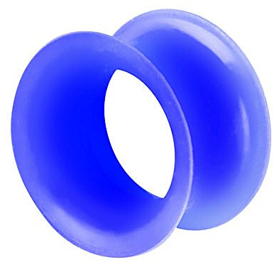 Piercingfaktor Flesh Tunnel Ohr Plug Piercing Silikon Hoher dünner Rand Flexibel Weich Rund Creole Farbig Bunt 8mm Blau