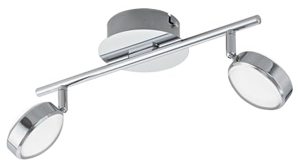 EGLO LED Deckenlampe Salto, 2 flammige Deckenleuchte | Deckenstrahler aus Metall und Kunststoff, Wohnzimmerlampe in Chrom, LED Flurlampe warmweiß