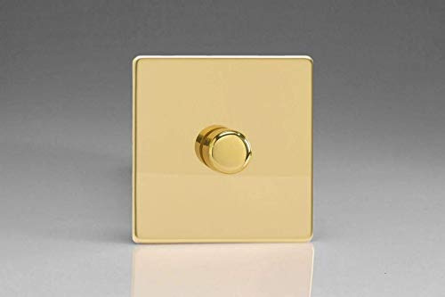 Varilight 1-Gang 2-Way V-Pro Push On/Off Rotary LED Dimmer 1 x 0-120W Polished Brass