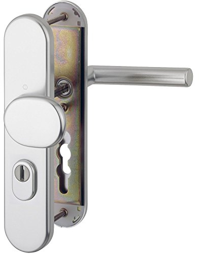 HOPPE Sicherheits-Wechselgarnitur AMSTERDAM - auf Langschild Profilzylinder Entfernung 88mm,für Türstärke 67-72mm, SST8,5, mit Kernziehschutz,silber eloxiert