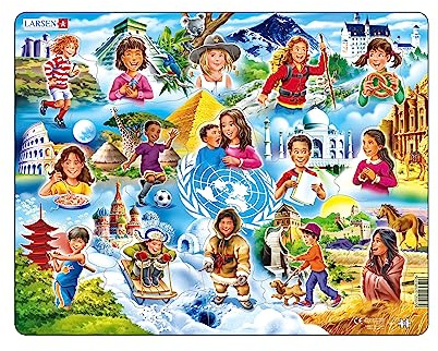 Larsen NM8 Anfänger Puzzle: Kinder auf der ganzen Welt, Rahmenpuzzle mit 15 Teilen