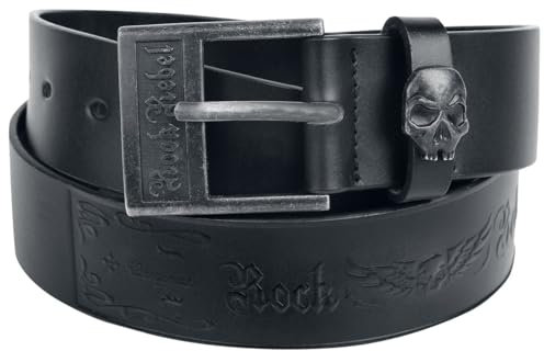 Rock Rebel by EMP Unisex schwarzer Gürtel mit Totenkopf Detail 90 cm
