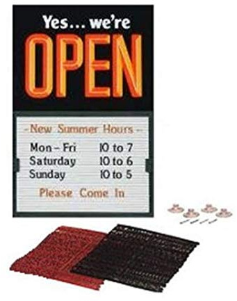 Open Closed Message Slider Board Sign, 14x20 (Black/Orange)