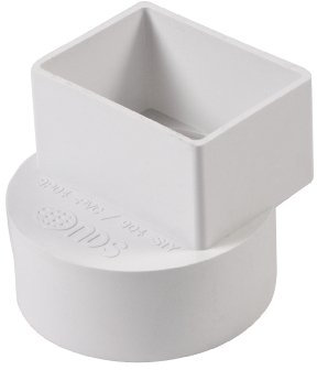 NDS Garden & Lawn Supply 9P04 Offset Downspout Adapter Solvent Weld Fitting, 2-Inch by 3-Inch by 4-Inch, White