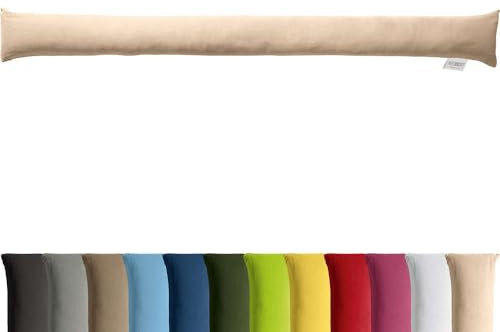 REDBEST Zugluftstopper - Türstopper - Windstopper - Luftzugstopper - Windschutz - für Fenster und Türen Serie Seattle - Premium-Qualität - mit Beschwerung beige Größe 90x10 cm