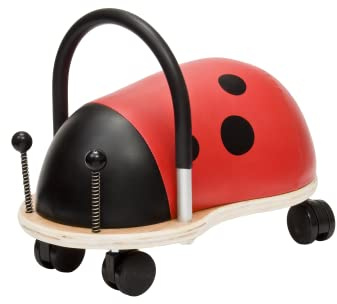 Wheelybug Toddler Wooden Ride-On, Multi-Directional Castor Wheels, Safety Certified Developmental Toy for Outdoor/ Indoor Fun, Large (2.5 - 5 Years), Ladybird