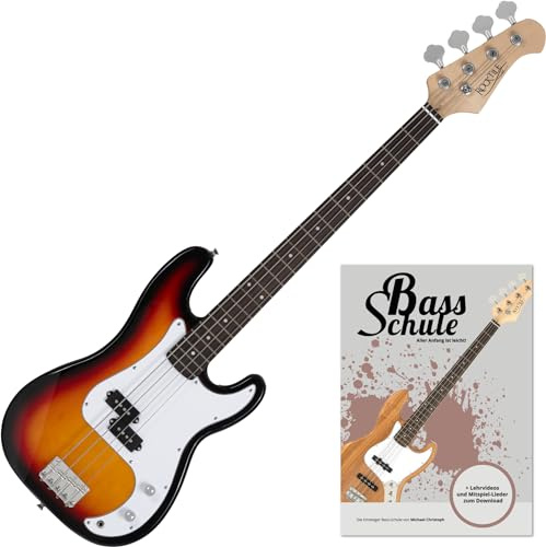 Rocktile Puncher E-Bass Sunburst Set (Preci-Style E-Bass, Chrom-Hardware, 22 Bünde, inkl. Bass-Schule) Sunburst