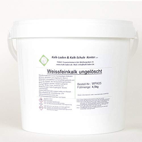 Weissfeinkalk. Gebrannter+gemahlener Kalk (Pulver-Kalk) höchstreaktiv im 4,5kg- im Eimer