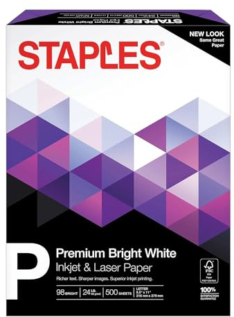 Staples Premium 8.5-Inch X 11-Inch Multipurpose Paper 24 Lbs. 98 Bright 500/Ream