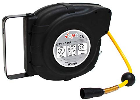 DEMA Druckluftschlauchaufroller 15 m – Schlauchaufroller, Schlauchtrommel, Druckluftschlauch, robust, platzsparend, flexibel, ideal für Werkstatt, Garage, Industrie, Pneumatik, Kompressor