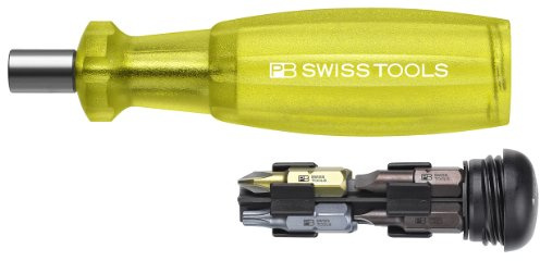 PB Swiss Tools SCHLITZ/KREUZ/TORX® Bithalter Bit Set Insider PB 6460 Magnetisch, inkl. 8 x C6 1/4 Zoll (6,35 mm) Precision Bits, 100% Swiss Made, Unbegrenzte Garantie, Gelb