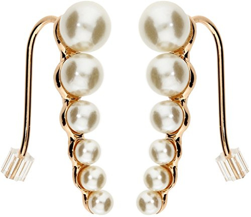 MYA art Damen Ohrklemme Ohrringe Ear Cuff mit 6 Perlen Rosegold Vergoldet MYARGOHR-8