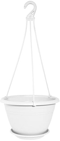 Geli Thermo Plastic - Vaso rotondo sospeso Galicia, in plastica, diametro 20 cm, diametro 30 cm, colore: Bianco 10