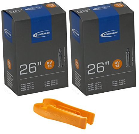 Schwalbe Inner Tube DV 13-26 Inch Set of 2 Dunlop Valve with SKS Tyre Lever