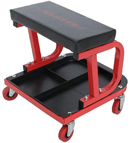 Neilsen CT1305 Mechanics Trolley Seat with Tool Tray, Swivel Castors, and Oil-Resistant Vinyl Covered Seat - 150kg Capacity