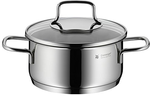 WMF Astoria Kochtopf klein 16cm, Glasdeckel, Bratentopf Induktion 1,4l, Cromargan Edelstahl poliert, unbeschichtet