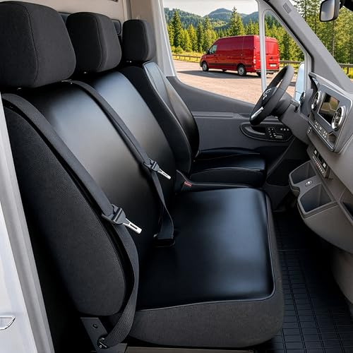 Walser Transporter Sitzbezüge Auto für Mercedes-Benz Viano/Vito, Einzel/Doppelbank, Sitzbezüge aus Kunstleder, Sitzschoner, Sitzauflagen Set für Van