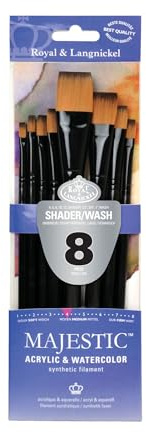 Royal & Langnickel Majestic Flat and Glaze Wash Artist Brush Set, 8-Piece
