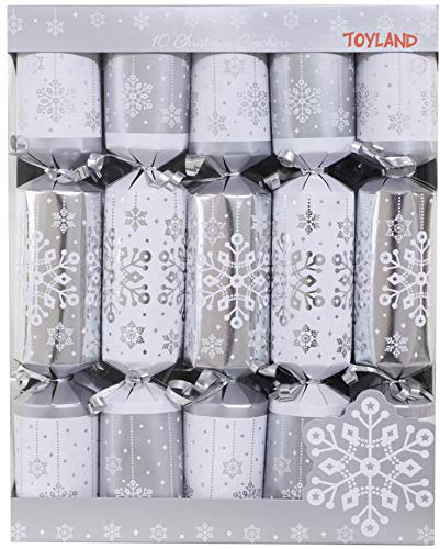 Toyland 10 Deluxe Argento e Bianco Cracker per surgelati a Tema Parti